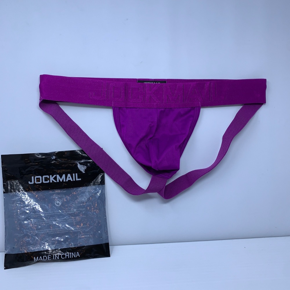 JOCKMAIL Mens XL Purple Mesh Pouch Athletic Jockstrap Underwear